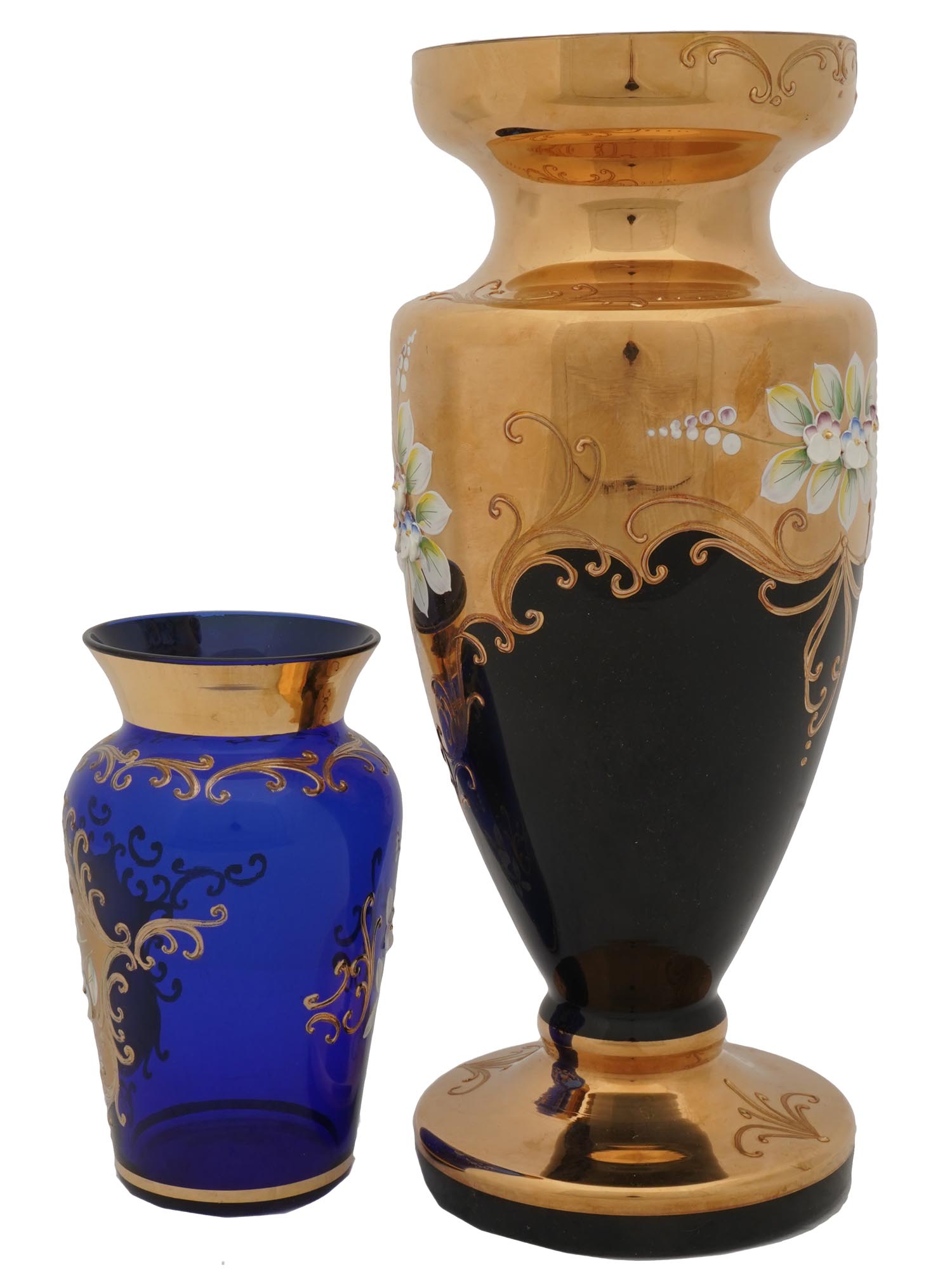 MID 20TH C CZECH BOHEMIAN COBALT GOLD GLASSWARE PIC-10